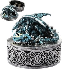 Fantasy Dragon Lidded Trinket Box - Medieval Mythical Creature Jewelry Chest
