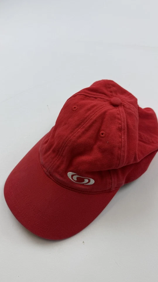 Salomon Hat Cap Strap Back Red Cotton Embroidered Logo Mens Outdoor Hiking Trail - Image 2 of 4