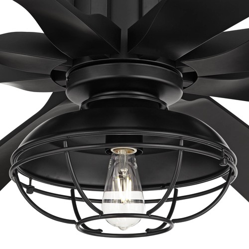 70" Possini Euro Defender Black LED Large Ceiling Fan with Remote - Picture 3 of 9