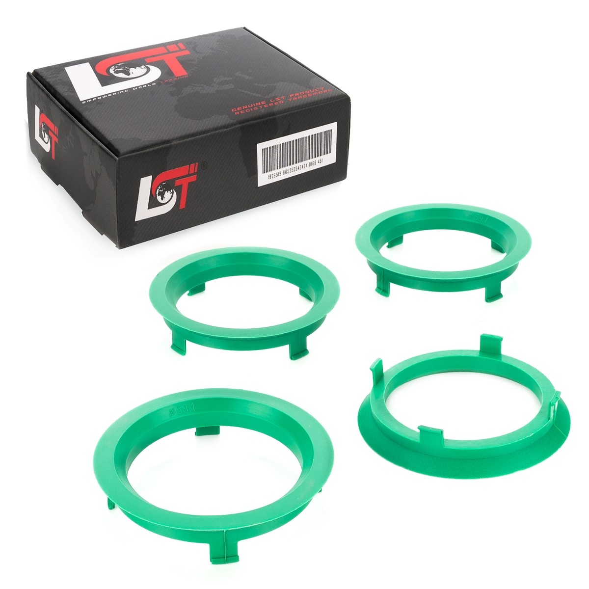4x Distance Rings Centering Green Alloy Wheels Ø 58,1 MM - 70,1 for Maybach