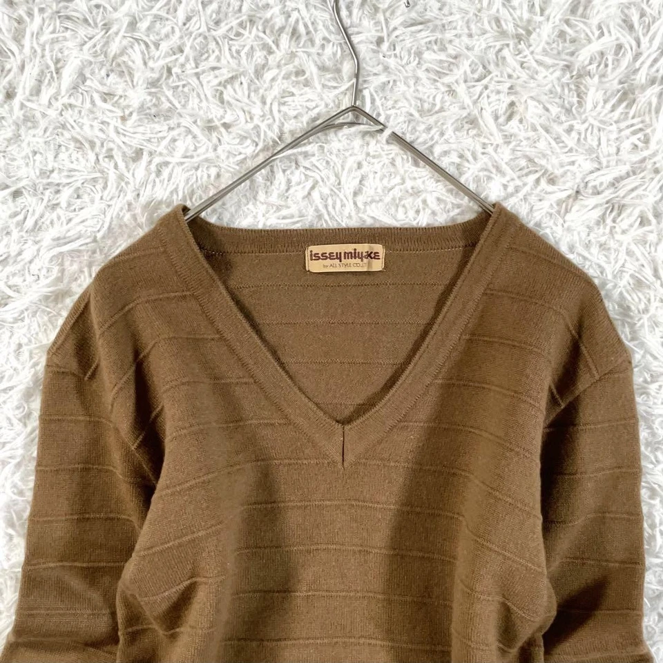 USED HARD TO FIND ISSEY MIYAKE LONG-SLEEVED STRIPED WOOL SWEATSHIRT BROWN GOOD Foto 2 de 4