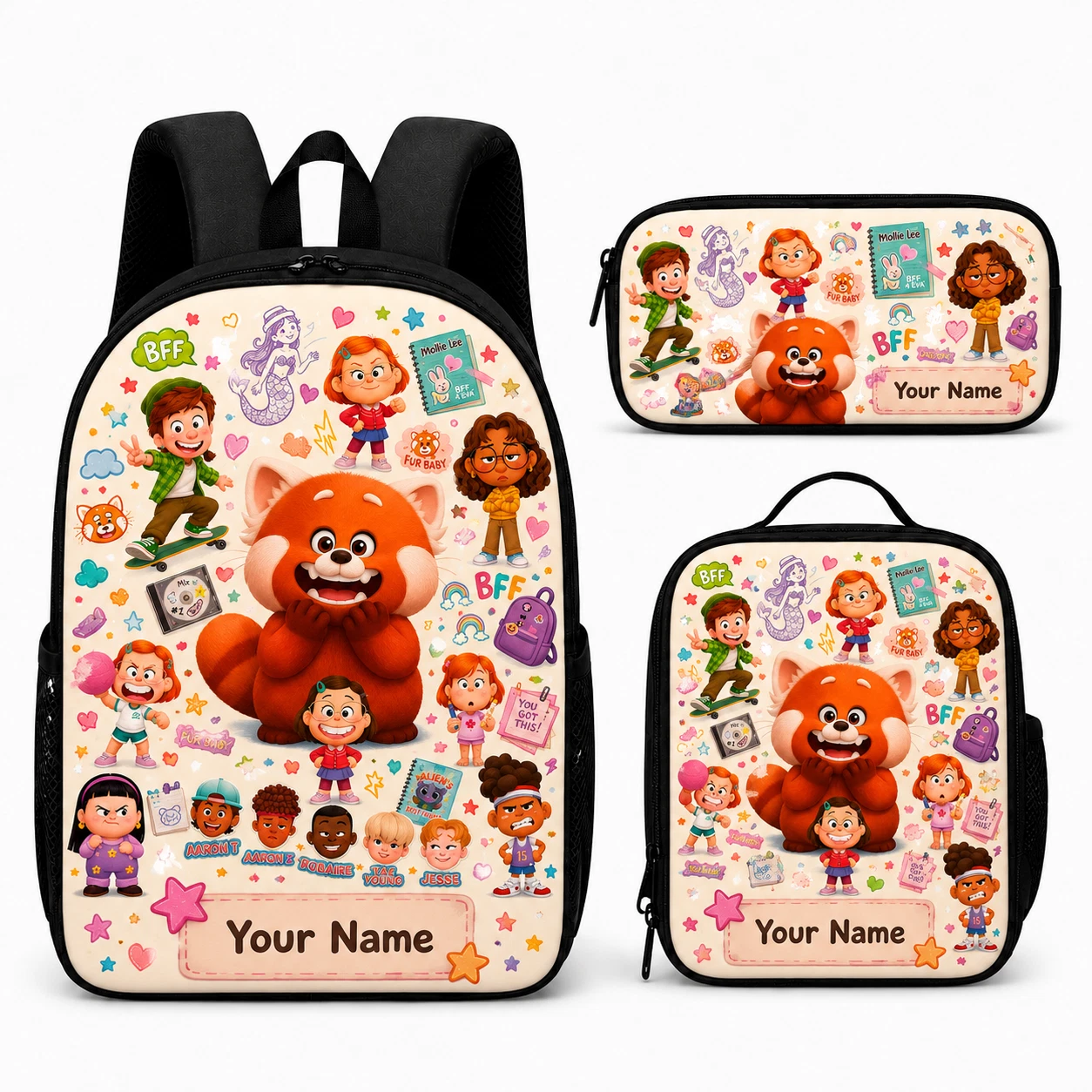 Personalized School Bag Set Cute Cartoon Backpack Pencil Bag