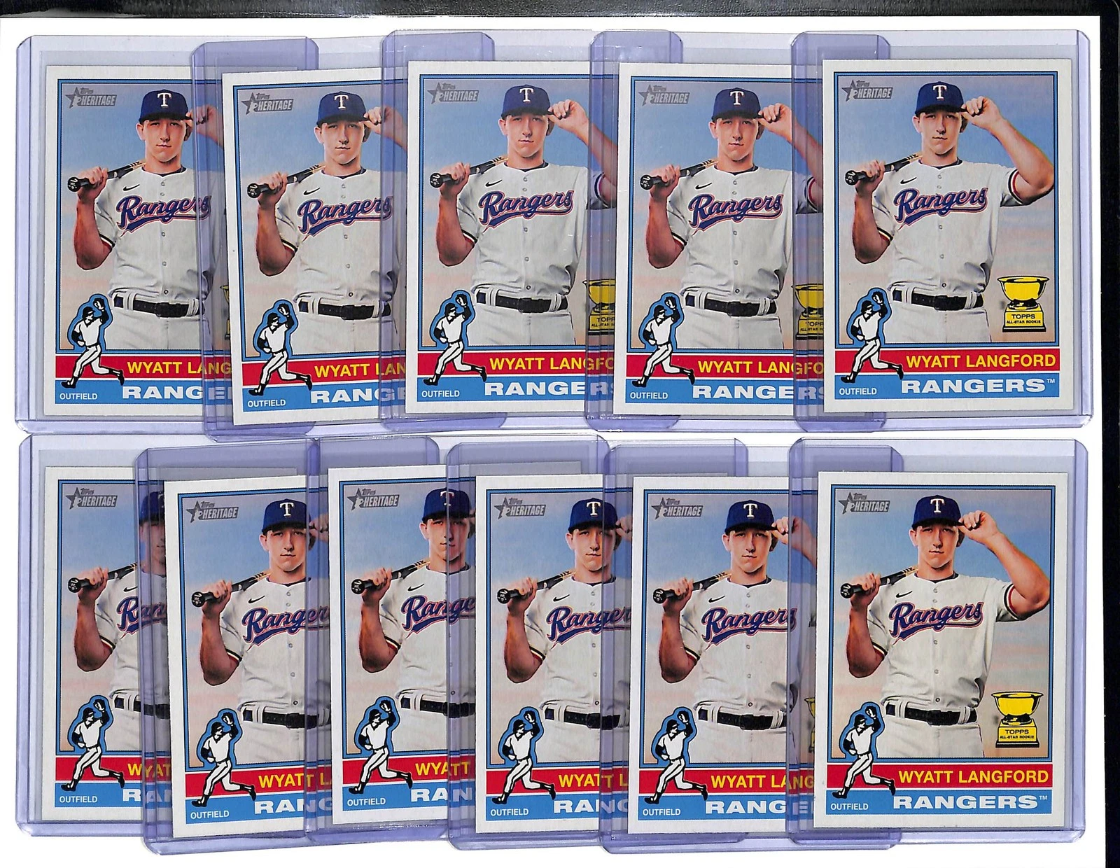 (11) Lot 2025 Topps Heritage Wyatt Langford Rookie Cup #29 Rangers