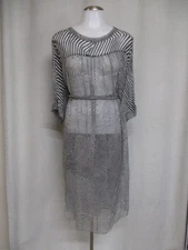 ISABEL MARANT ÉTOILE Black White Sheer Stripe Dress Tie Belt slip sz M eu 40