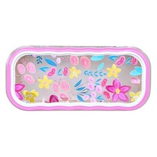 Glasses Case Hard Shell, Clear Eyeglass Case, Cute Holder for Pink Flower