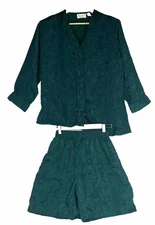 Victoria’s Secret Vintage Pajama Set Green 2 Pc Shorts Size P / Small 90’s