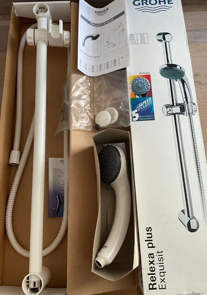 Grohe Relexa plus Exquisit Brausestange + Handbrause in weiß , Rarität - Bild 2 von 4