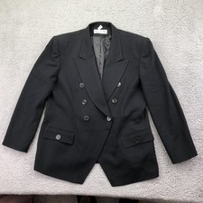 Christian Dior Blazer Womens Large Black Wool Double Breasted Tuxedo Made USA