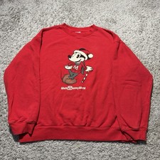 Disney World Santa Mickey Mouse Red Christmas Holiday Sweatshirt Adult XL