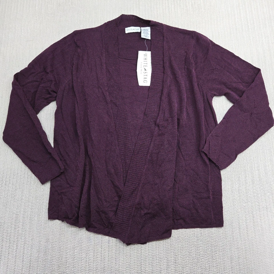 Suéter Ciervo Blanco Para Mujer XL Púrpura Frente Abierto Calce Clásico 2 por 1 Cárdigan Nuevo Foto 2 de 4
