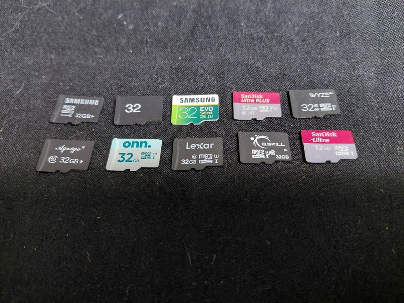 Used Micro SD Card Lot (10) 32GB Mixed Brands
