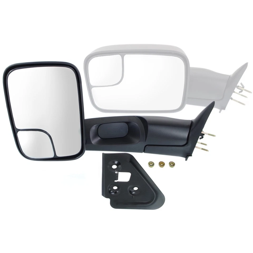 Manual Mirror Set Of 2 For 1994-2001 Dodge Ram 1500 Towing Manual Folding Black Foto 2 de 4