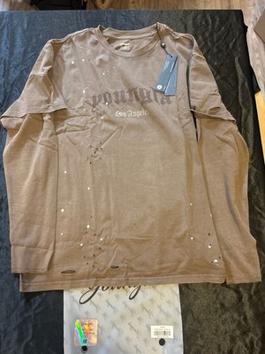 YoungLA W462 Distressed Long Sleeve T-Shirt in Deep Taupe