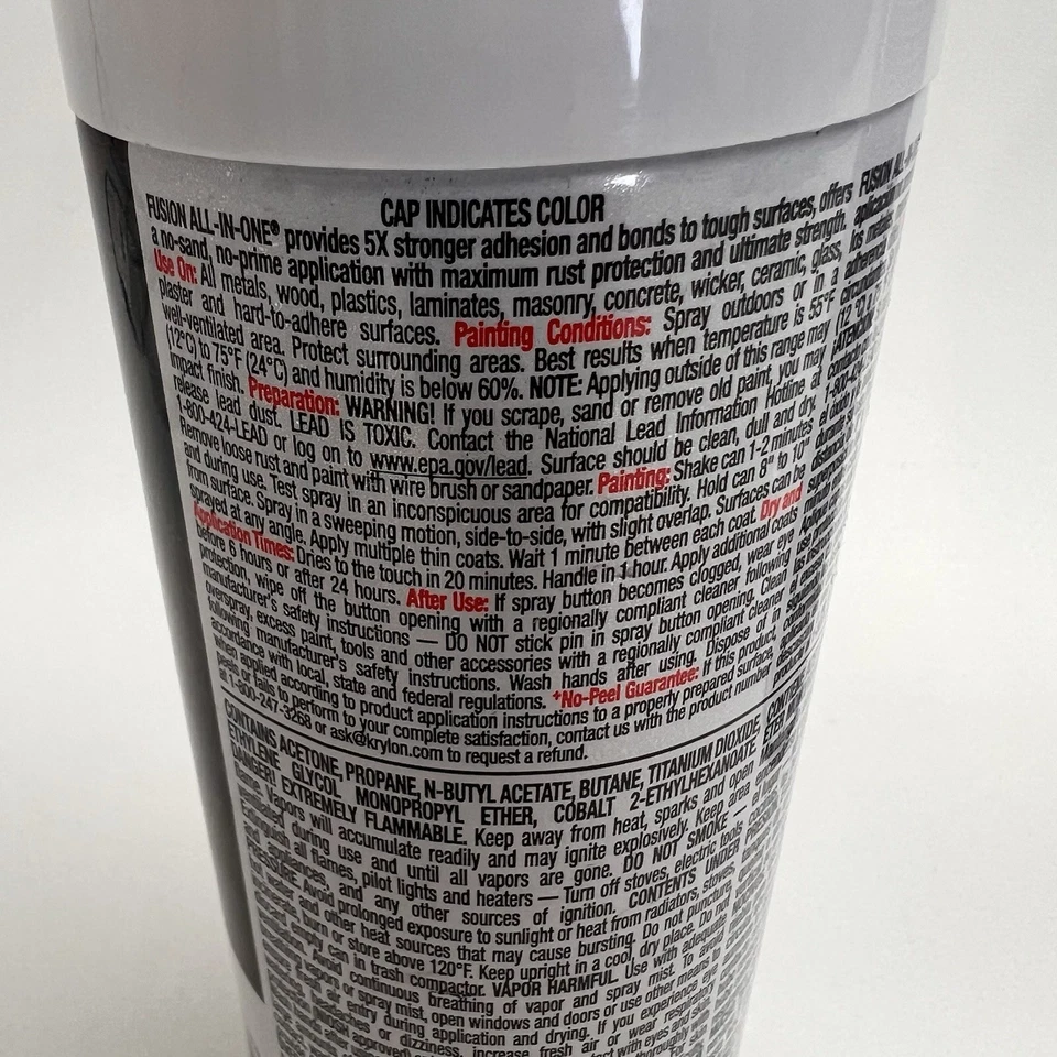 2 PACK Krylon 2727 Gloss White All-In-One Fusion Paint & Primer - No-Peel - 12oz - Image 4 of 4