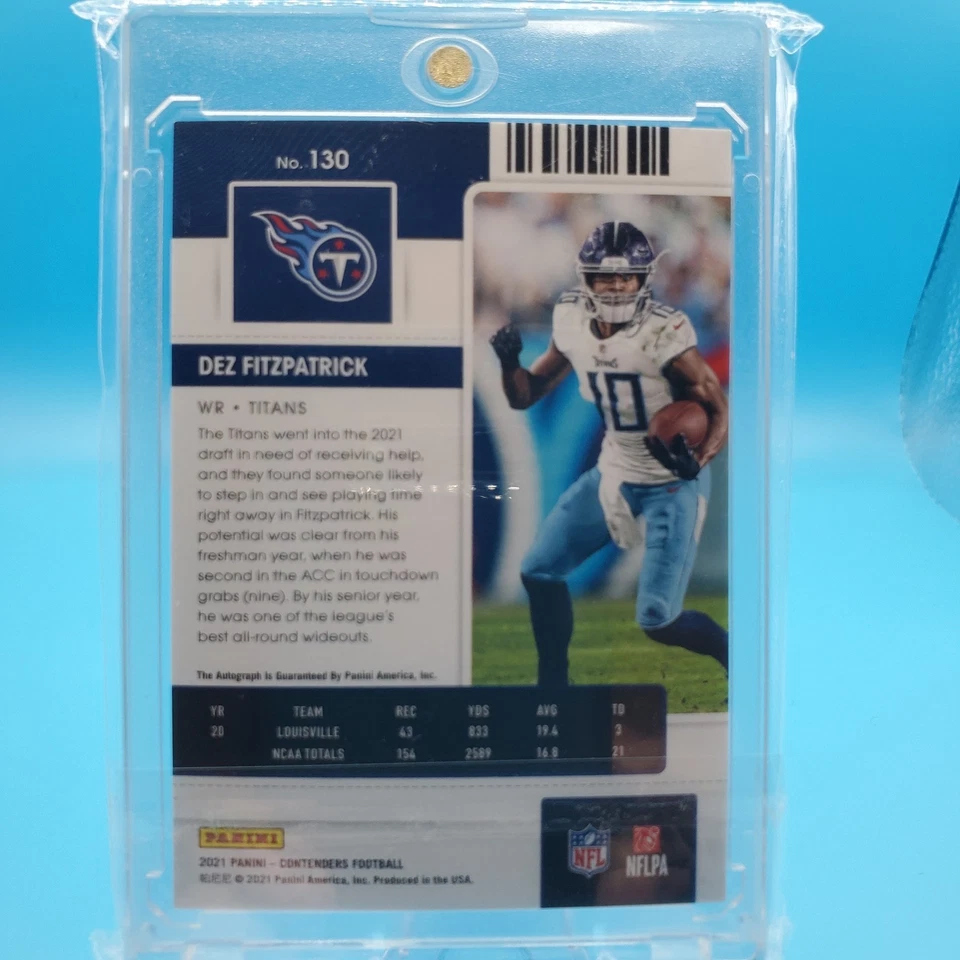 2021 Panini Contenders Playoff Ticket 26 /99 Dez Fitzpatrick Rookie Auto Titans - Image 2 of 2
