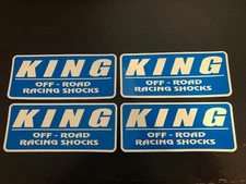 King OFFROAD RACING Shocks 4PC STICKER SET BLUE WHITE 5.5"X2"