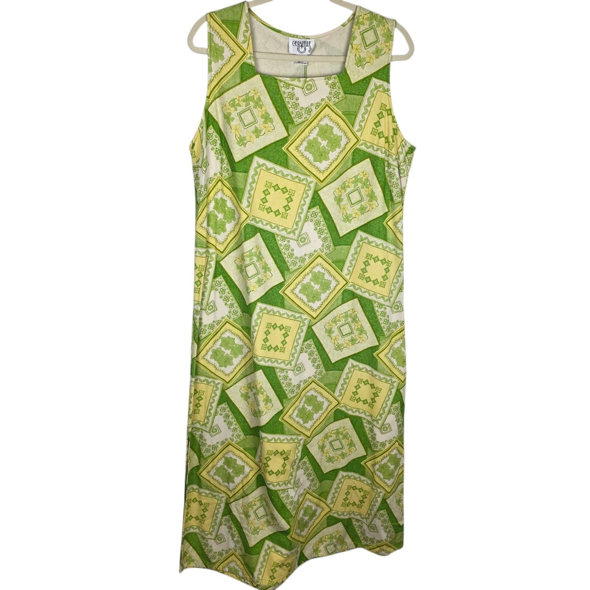 Cerevelle 100% Raw Silk Maxi Dress 2X Green Patchwork Style Minimalist  Natural | eBay