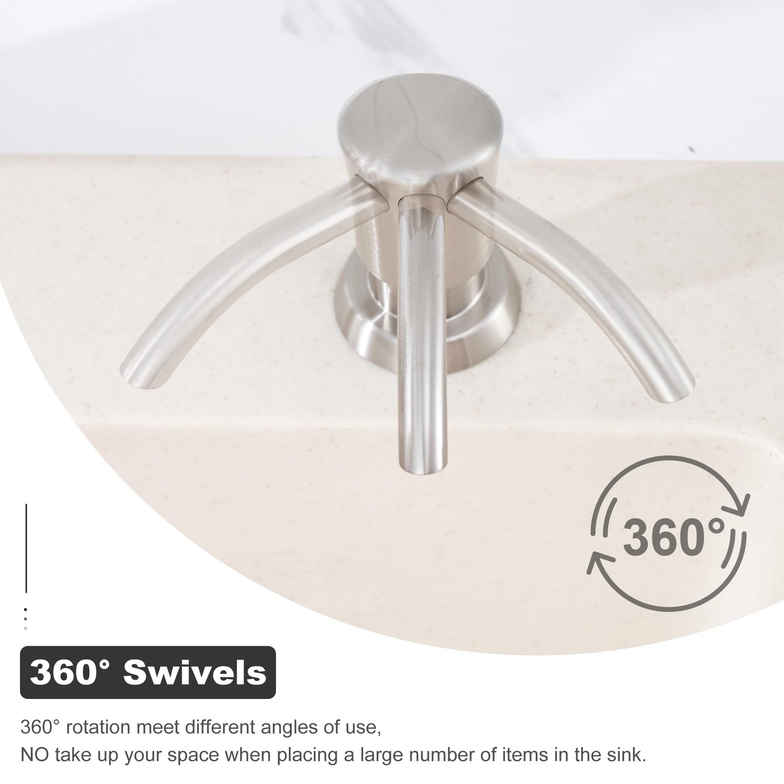 Built in Sink Soap Dispenser or Lotion Dispenser for Kitchen Sink, Brushed Ni...