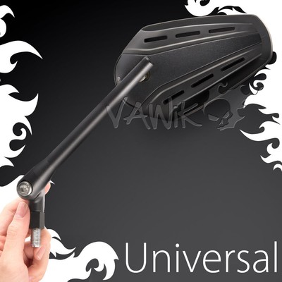 VAWiK black mirror ZIPPER style aluminum stem 10mm 5/16'' fitting fits Norton BSA