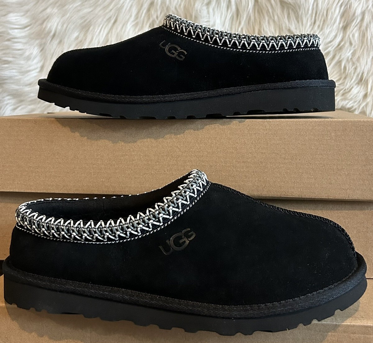 UGG Black Suede Tasman Clogs with Patterned Trim Men’s size 9 UGG Tasman Men main image 4
