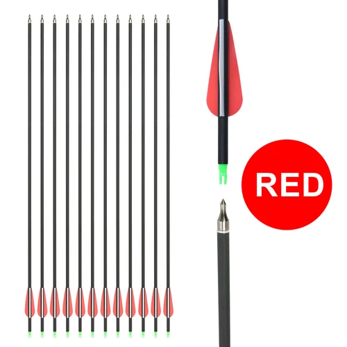 12PK Archery 30" Carbon Arrows SP500 Hunting Arrowheads for Compound Recurve Bow - Picture 3 of 19
