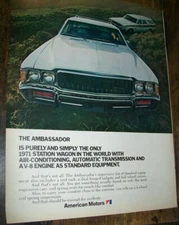1971 AMC AMBASSADOR Station Wagon lrg-mag car ad-purely & simply only wagon w/AC