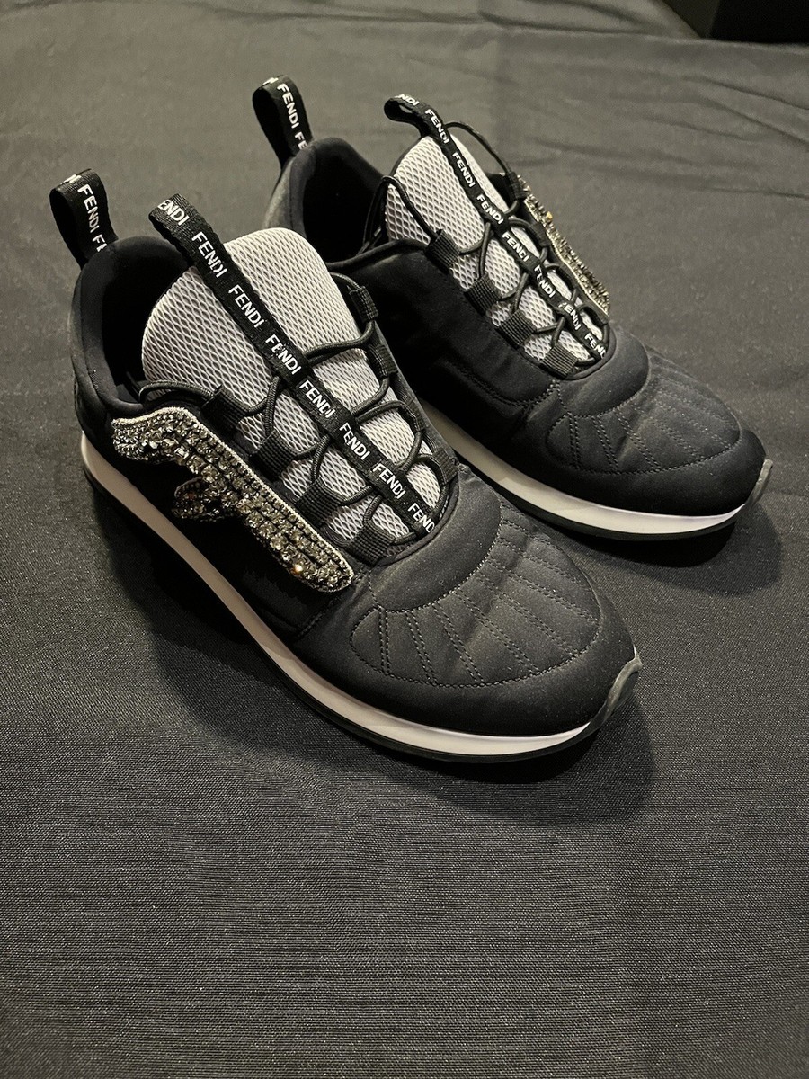 $890 FENDI FANCY CRYSTALS SNEAKERS FF FREEDOM SHOES TRAINERS