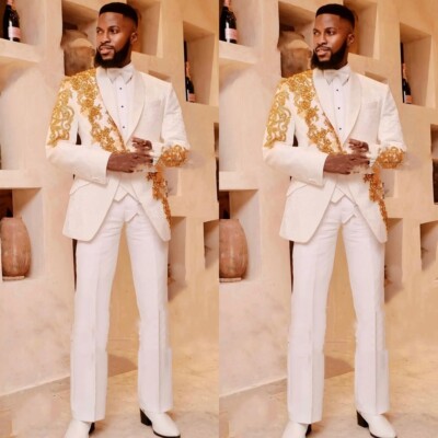 White Men's Suit Wedding Groom 2Pcs Gold Sequined Party Jacket Wear Party Work | eBay White Men's Suit Wedding Groom 2Pcs Gold Sequined Party Jacket Wear Party Work | eBay