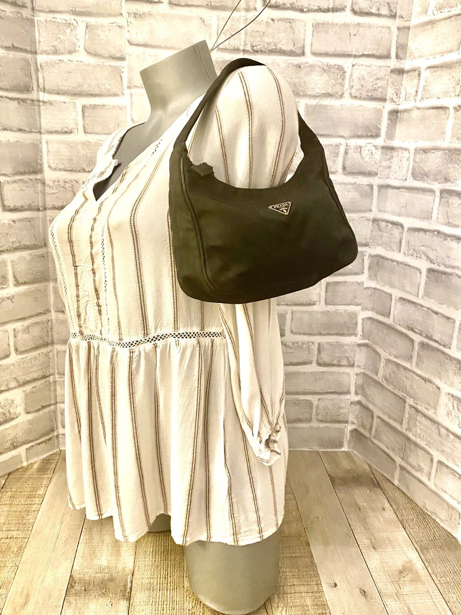 PRADA Mini BLACK Tessuto Sport NYLON Y2K Shoulder Hobo #59 Authentic! RARE!