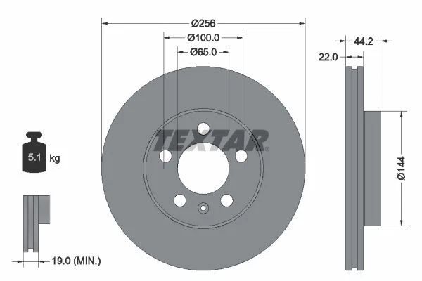 TEXTAR Bremsenset AUDI A1 SEAT Arona, Ibiza SKODA Kamiq VW Polo Ø256mm VORN - Bild 2 von 3