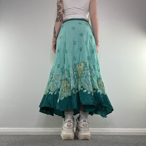 Y2K sequin floral boho pattern summer floaty maxi skirt - Picture 3 of 4