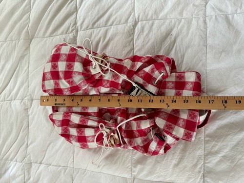Vintage DKNY Stoff Picknick Rucksack Y2K 90er Neu mit Etikett kultig rot weiß Tischdecke italienisch - Bild 5 von 8
