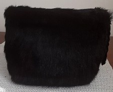 Antique VTG GRANNY's BLACK SHEARED BEAVER FUR MUFF-BAG 1900-30s ORIGINAL GERMANY
