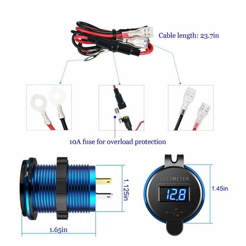 Adaptateur de prise de courant double chargeur rapide USB pour voiture bateau moto 12-24V - Photo 10 sur 16