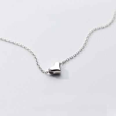 ブレスレット LESS IS MORE silver heart necklace 925 Sterling Silver TINY Flat Heart Pendant Necklace Gift