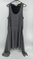 Michael Kors Sleeveless Dress Womens Size 12 Black White Stripes Scoop Neck