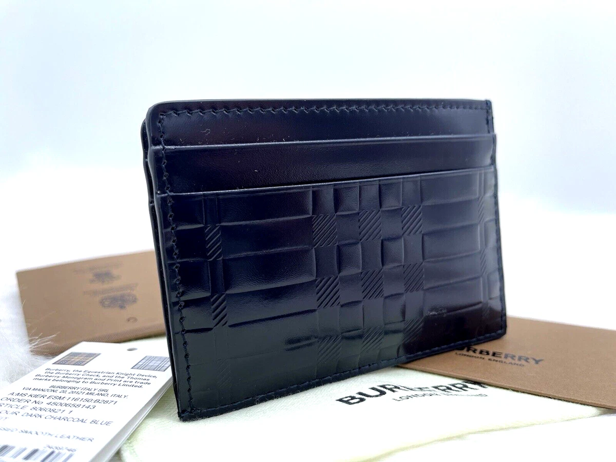 Burberry Check and Leather Card Case Charcoal