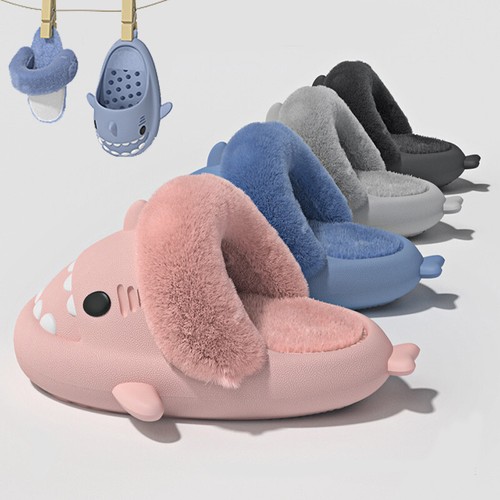 Winter Shark Slippers Detachable Warm Fuzzy Unisex Bedroom House Shoes Women  Sof | eBay