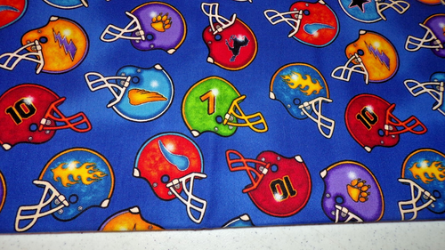 ROBERT KAUFMAN NOVELTY FOOTBALL HELMETS COTTON FABRIC COLORFUL SPORTS CLUB 2 YDS - Picture 3 of 4