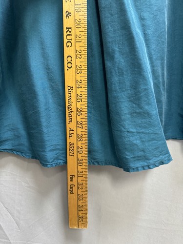 Volare 100% Pure Silk Shirt Green Teal Long Sleeve Button Up Mandarin Collar - Picture 8 of 13
