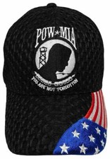 VETERANS DAY POW MIA Patriotic American Mesh Black TRUCKER Embroidered Cap Hat