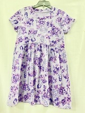 Disney Princess Floral Dress Girls Short Sleeve Play Purple S, L New Snow White