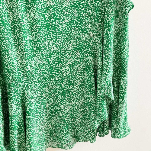 Whistles Skirt Size 14 Green Animal Print Frill Hem Midi Lightweight - Picture 6 of 18