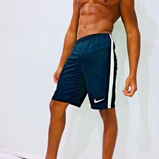 Nike 90s Vintage Satin Nylon Glanz Soccer Shorts Black White Small