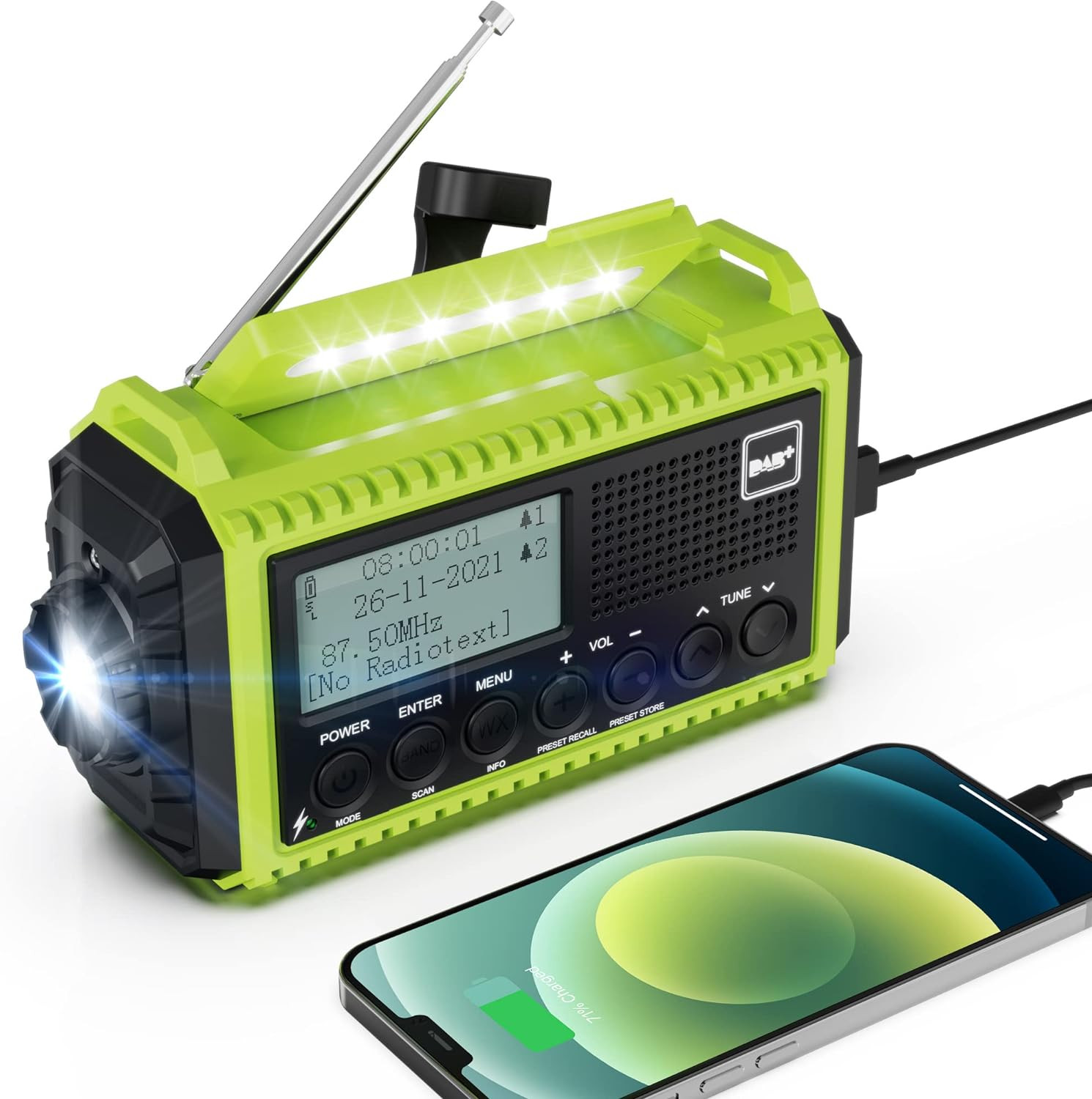 Radio Digitale DAB+ con Pannello Solare e Manovella - 5000mAh Outdoor