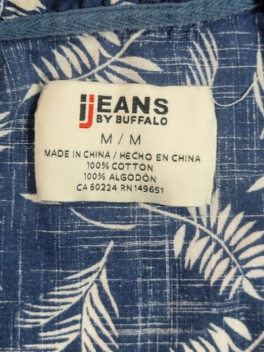 I Jeans by Buffalo Floral Print Button Down Shirt Short Sleeve Mens Medium Blue - Picture 6 of 6