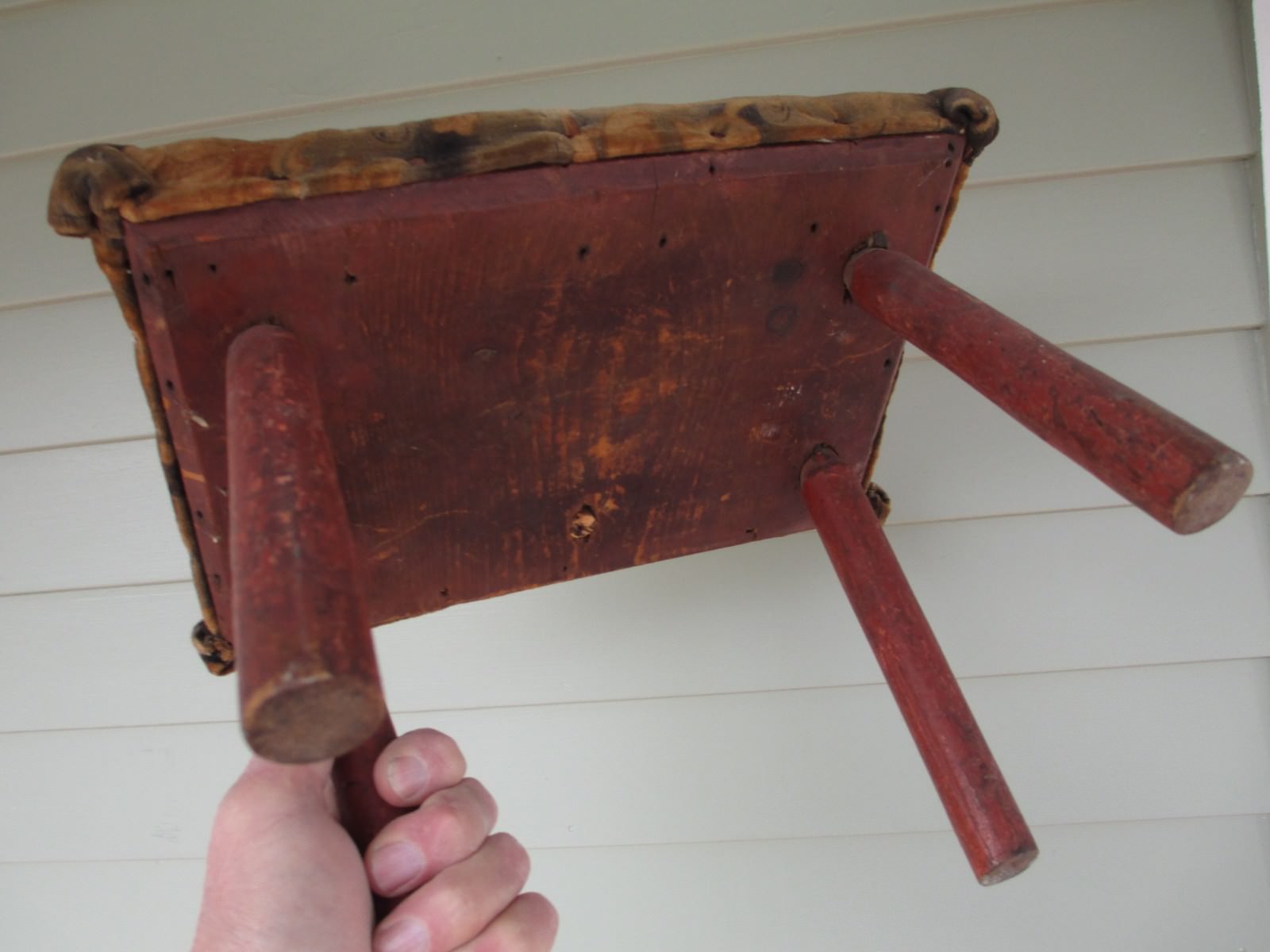 CRICKET antique OX BLOOD old dry RED paint FOLK ART primitive FOOT ...