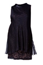Sl Fashions Plus Size Purple Sleeveless Sequined Lace Chiffon Overlay Shift