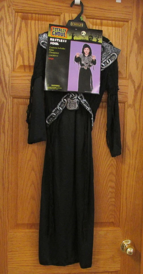 Disfraz de Halloween Restless Soul Ghoul Zombie túnica negra cadenas mediano o grande Foto 2 de 4