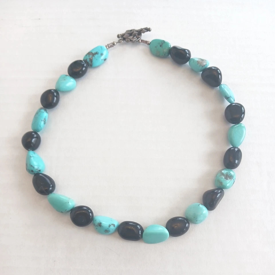 COLLAR/GARGANTILLA TURQUESA, ÓNIX Y PLATA Foto 2 de 4